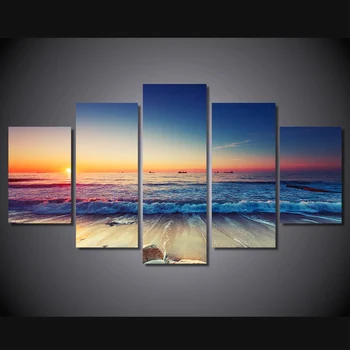 HD Trykt Sunset beach landskab Maleri Lærredstryk udsmykning print plakat billede lærred Gratis forsendelse/ny-4320