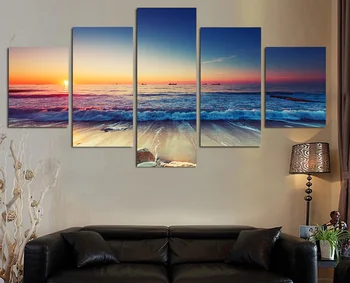 HD Trykt Sunset beach landskab Maleri Lærredstryk udsmykning print plakat billede lærred Gratis forsendelse/ny-4320