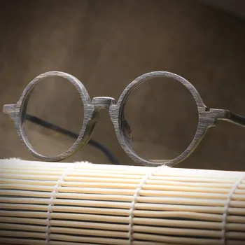 HDCRAFTER Retro Runde Træ-Briller Rammer til Mænd, Kvinder Briller Ramme Optiske Briller Klare Linser Computer-Briller
