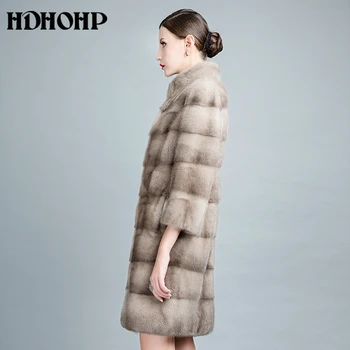 HDHOHP 2017 Ny Naturlige Mink Pelse For Kvinder Outwear Park Med Pels For Kvindelige Varm Vest Vinter Real Mink Fur Jakker