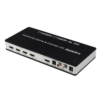 HDMI-2.0 Skifte 4x1 HDMI Switcher Converter 4 in / 1 out Audio Extractor Toslink/RCA, SPDIF 4Kx2K@60Hz HDMI2.0 HDCP2.2 7.1 CH