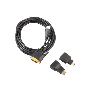 HDMI han til DVI 24+1 han-Kabel, Ledning, Tråd HDMI Konverter 1080P 5Gbps med Micro/Mini HDMI Male to HDMI Female Adapter