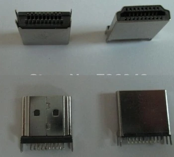 HDMI-Stikket HDMI-19P ER Mandlige Solder type / Shell nickle plating / Svejsning fods udvidelse