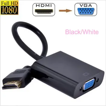 HDMI til VGA Kabel Video Converter Adapter output med 1080p HDMI-Adapter til PC/TV/Xbox 360, PS3 20cm Sort & Hvid-Gratis Fragt