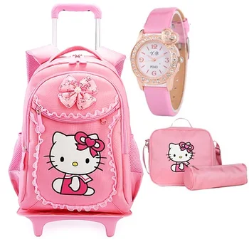 Hello Kitty Børn skoletasker Mochilas Børn Rygsække Med Hjul Vogn Bagage For Piger rygsæk Mochila Infantil Bolsas