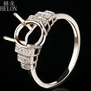 HELON Solid 10K Gul Guld for Kvinders Fine Smykker Ring Indstilling 7X9mm Oval Semi Mount Naturlige Diamanter Engagement Ring