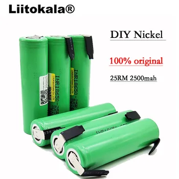 Helt Ny 18650 2500mAh Genopladelige batteri 3,6 V INR18650 25R M 20A decharge + DIY Nikkel