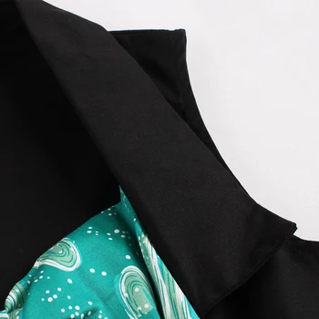 Helt Ny 1950'er Vintage Kjole Blomstret Print 2017 Luksus-Short-A-line-Part Kjole Grøn Patchwork Sommer Kjole Vintage Vestidos