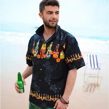 Helt Nye Sommer Stil Hawaii-Skjorte OS SIZE Bomuld kortærmet Hawaii Skjorte til Mænd Casual Beach Hawaii Skjorte Gratis Fragt