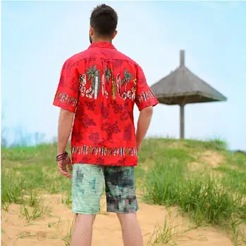 Helt Nye Sommer Stil Hawaii-Skjorte OS SIZE Bomuld kortærmet Hawaii Skjorte til Mænd Casual Beach Hawaii Skjorte Gratis Fragt