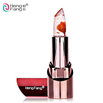 Heng Fang læift Crystal Guld Folie Blomst Jelly Lip stick Magic Lip Gloss Temperaturen ændres lip balm makeup brand hengfang