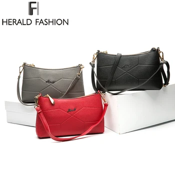 Herald Fashion Brand Nye Kvinder skuldertaske Casual PU Læder Messenger Bag Berømte Designer Crossbody Taske Til Damer Mode Taske