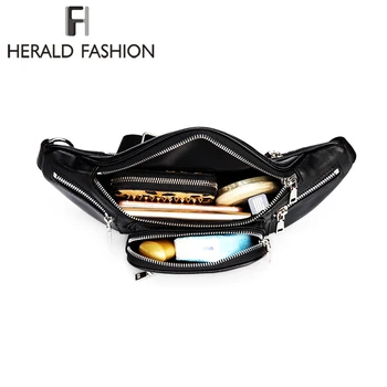 Herald Mode Multi-funktion Talje Pakke Tasker bæltetaske PU Læder Rejse Brystet bag Hip Penge Telefon Bælte taske