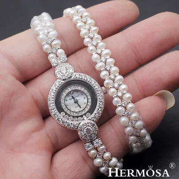 HERMOSA smykker Elegante nye high-end multi-pearl kombination stykker af 925 sterling sølv charm armbånd ur 7-8