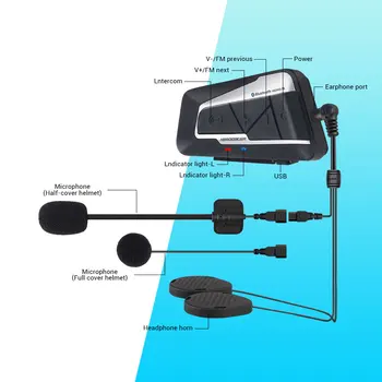 HEROBIKER 1200M Bluetooth-Samtaleanlæg Motorcykel Hjelm Samtaleanlæg Headset Vandtæt Trådløs Bluetooth-Moto Headset Samtaleanlæg
