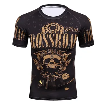 Herre Kraniet Fitness Tøj Rashguard T-Shirt Mode 3D Kort Ærme Kompression T-Shirt Mænd Shirt Bodybuilding Crossfit Toppe