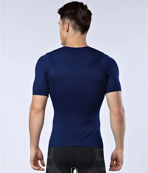 Herre kropsholdning corrector t-shirt, trykken for brystet shaper for mænd talje bælte med at reducere maven fedt brænde mave shapewear sort hvid blå