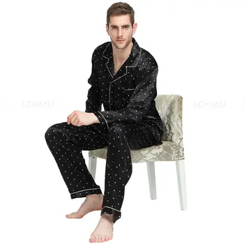 Herre Silke Satin Pyjamas Sæt Nattøj Sæt PJS Nattøj Sæt Loungewear U. S,S,M,L,XL,XXL,4XL Plus