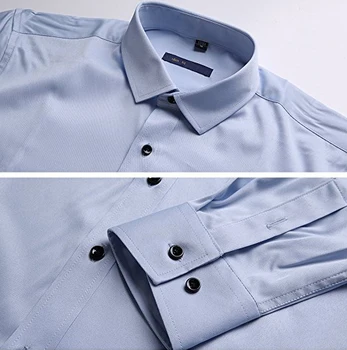 Herre Skjorte Slim Lange Ærme Elastisk Bambus Fiber Shirts 2018 Spring Nye Afslappet Button Down Skjorter Camisa sociale masculina