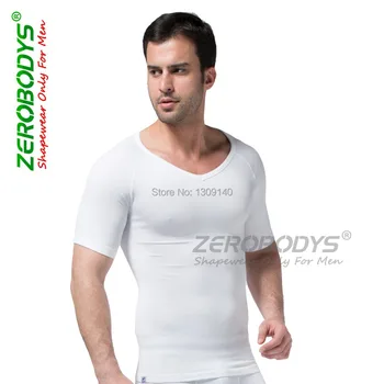 Herre Slankende Body Shaper Mave/Maven/Underlivet Buster Talje Træner Tee Shirt, Hvid,XL Shapewear Undertøj Engros B320