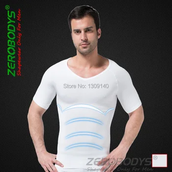 Herre Slankende Body Shaper Mave/Maven/Underlivet Buster Talje Træner Tee Shirt, Hvid,XL Shapewear Undertøj Engros B320