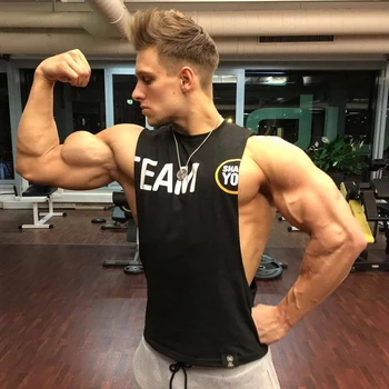 Herre Sommeren 2017 nye fitnesscentre Fitness-bodybuilding Tank Tops Crossfit tøj bomuld mandlige ærmeløs Slynge skjorte, Vest undertrøje