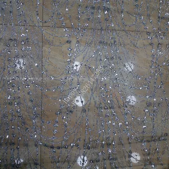 High-end fransk garn Nude farve sølv glimtende pailletter og perler lyset lim Nigeria high-end bryllup kjole stof håndværk /