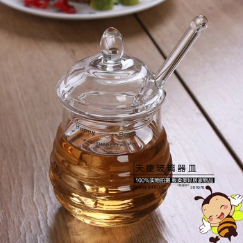 High-grade honning krukke krystal glas krydderier flaske glas omrøring optagelse 290ML