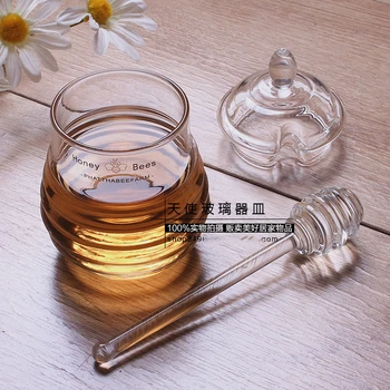 High-grade honning krukke krystal glas krydderier flaske glas omrøring optagelse 290ML