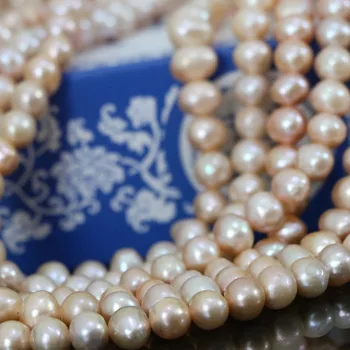 High grade orange naturlige perle nearround spacer 7-8mm løse perler kvinder bryllupper diy gaver smykker at gøre 15inch B1350