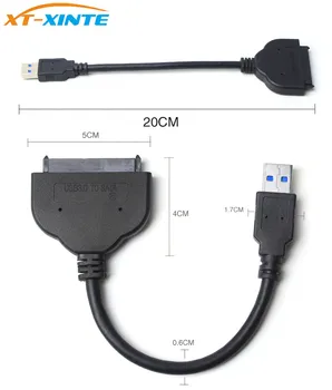 High Speed USB 3.0-til 22, - Pin SATA Adapter Kabel-USB3.0 til 7+15P 22Pin Converter til 2,5 