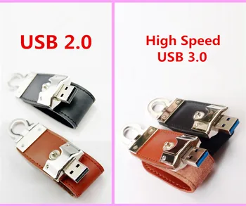 High Speed USB 3.0 Ægte 128GB 64GB 32GB, 8GB 16GB Kapacitet Læder USB3.0 Pen-drev, USB-flash-drev, memory stick Pendrive gave
