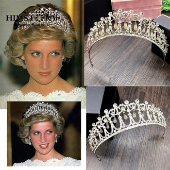 HIMSTORY 2017 Nye Prinsesse Diana Crown Krystal og Pearl for Brude Hår Tilbehør og Brude Tiara