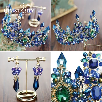 HIMSTORY Luksus Europæiske Design Crystal Prinsesse Dronning Tiaras Crown Rhinestone Diadem Til Bruden Bryllup Hår Tilbehør