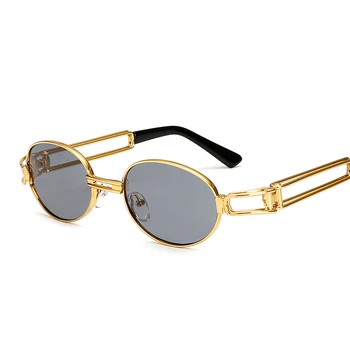 Hip Hop Retro Små Runde Solbriller Kvinder Vintage Steampunk Solbriller Mænd Guld solbriller til kvinder Stel Brillerne Oculo UV400