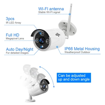 Hiseeu Plug and Play-4-KANALS HD Trådløse NVR Kit P2P 720P vandtæt Udendørs IR Sikkerhed 1MP IP-Kamera WIFI hjem CCTV-System, der