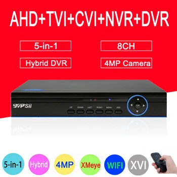 HiSilicon Chip 4MP Kamera Overvågning Blue Ray XMeye 8CH 5 i 1 Coax-Hybrid WIFI CVI TVI NVR AHD CCTV DVR Gratis Fragt