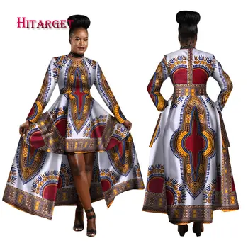 Hitarget 2017 Afrikanske Kjoler til Kvinder Dashiki Bomuld Wax Print Batik Sexet Lang Kjole til Kvindelig Traditionelle tøj WY1268