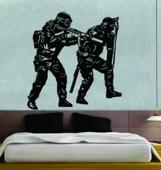 Hjem Stue Kunst PVC Værelse Dekoration Wall Sticker To Unikke Politiet Soldater Vinyl vægoverføringsbilleder Y-633