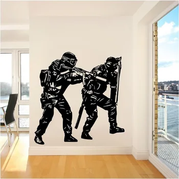 Hjem Stue Kunst PVC Værelse Dekoration Wall Sticker To Unikke Politiet Soldater Vinyl vægoverføringsbilleder Y-633