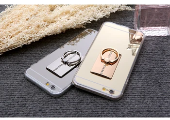 Hjerte Metal Spejl Stand Holder cover Til iPhone 7 6 6S Plus 5s SE Bling Diamond Tilbage Blød Slank TPU Til iPhone 6 7 6S 5S Capa