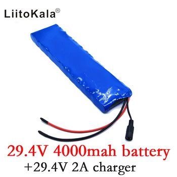 HK LiitoKala 24V 4Ah 7S2P 18650 Batteri li-ion batteri 29.4 v 4000mah el-cykel knallert /el +2A oplader