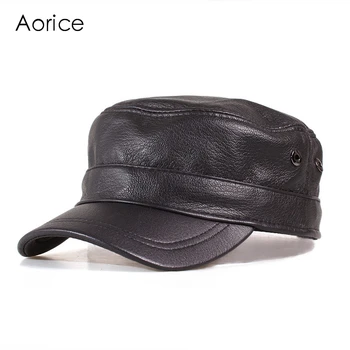 HL153-B i ægte læder mænd baseball cap, hat høj kvalitet mænds reelle får huden læder voksen solid army caps hatte