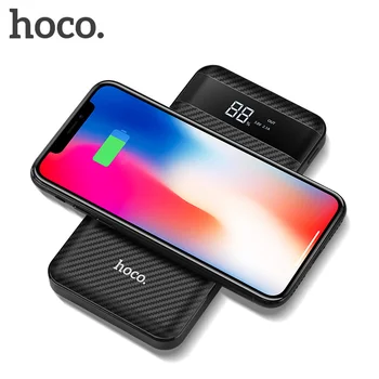 HOCO QI Trådløse Oplader Power Bank 10000mah Bærbare Dual USB med Digital Display Powerbank Ekstern Batteri til iphone X 8
