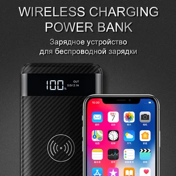 HOCO QI Trådløse Oplader Power Bank 10000mah Bærbare Dual USB med Digital Display Powerbank Ekstern Batteri til iphone X 8