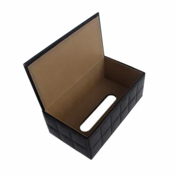 Holdbar Læder PU Standard Tissue Box Holder Til hjemmekontoret Bil Rektangulære C42