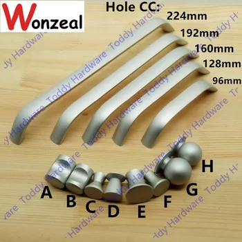 HoleC:C: 96 mm/128mm/160mm/192mm/224mm Enkelt hul plads aluminium Køkken Møbler trækker Solid garderobe håndtere skuffe håndtag