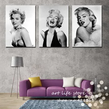 Home Decor 3stk Lærred Kunst Plakater Udskrivning af Marilyn Monroe Maleri Væg Billeder for Living Room dekorationer til hjemmet