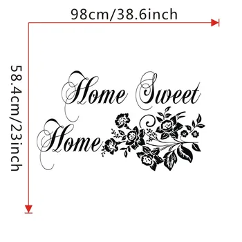 Home Sweet Home Wall Stickers Blomster Dekorative Vægoverføringsbilleder Selvklæbende Vinyl Kunst Vægmalerier Til Stuen