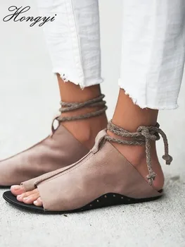 Hongyi Nye ankomst Billige Pris Pu læder Åben tå enkelt Nitte sko kvinder komfortable lejligheder Loafers Daglige Slid Casual Sko